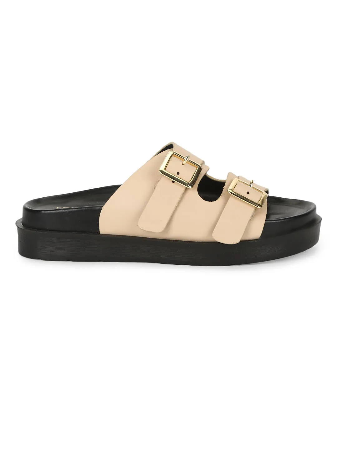 Nude PU Side Buckle Slides