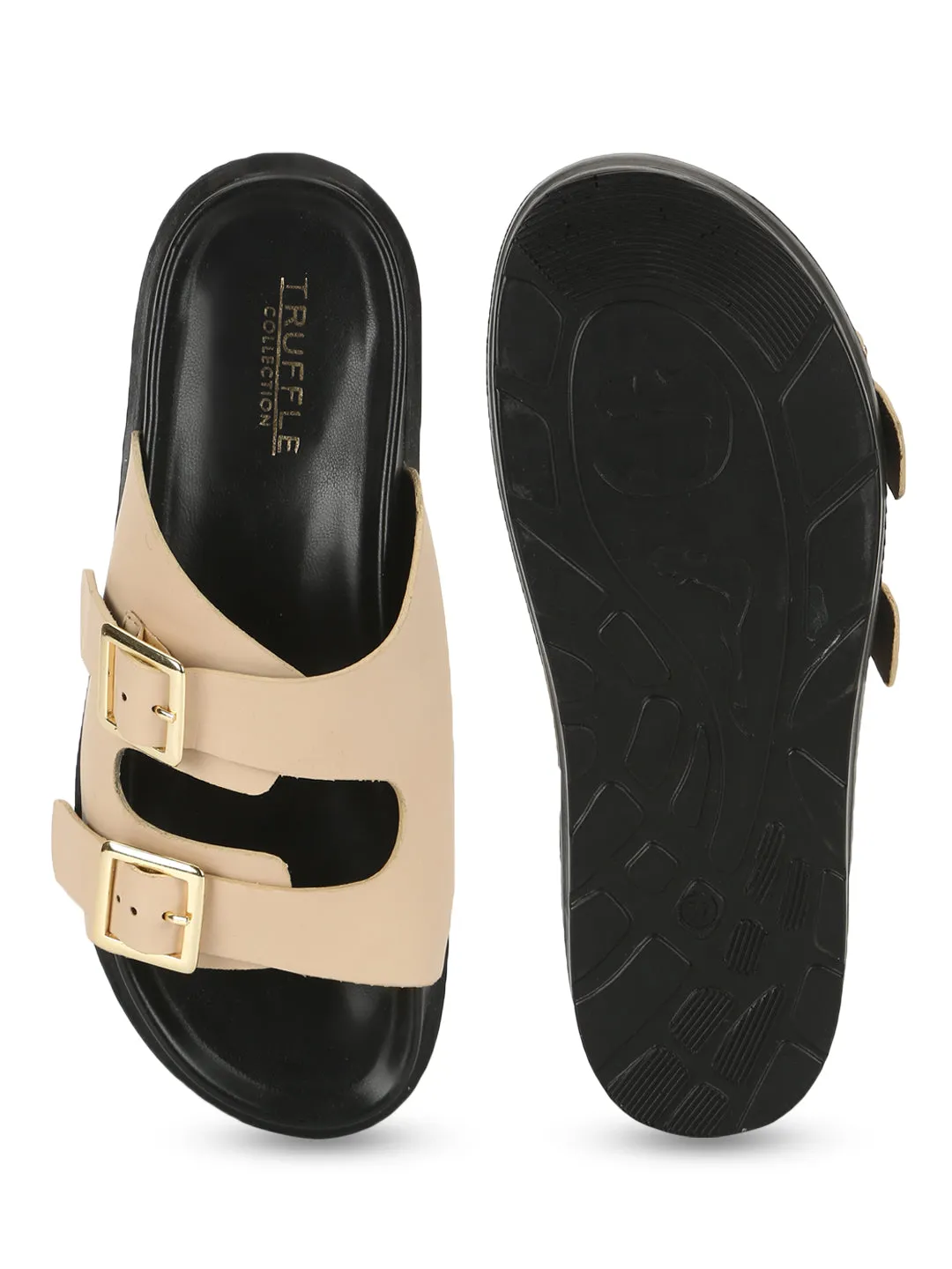 Nude PU Side Buckle Slides