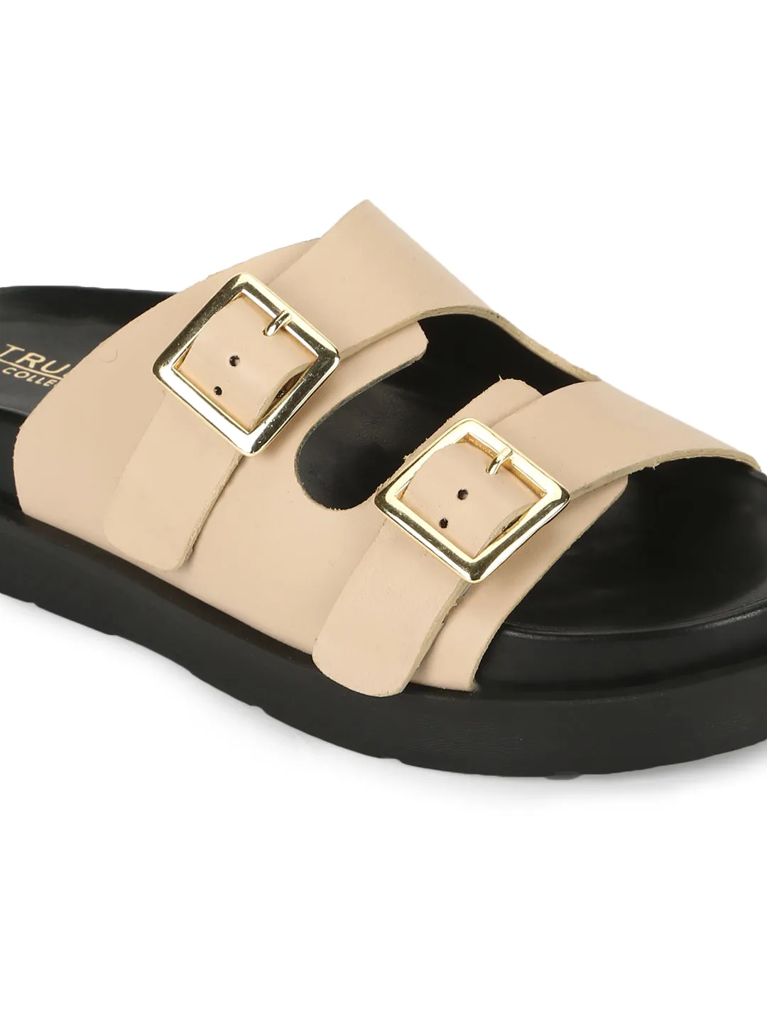 Nude PU Side Buckle Slides