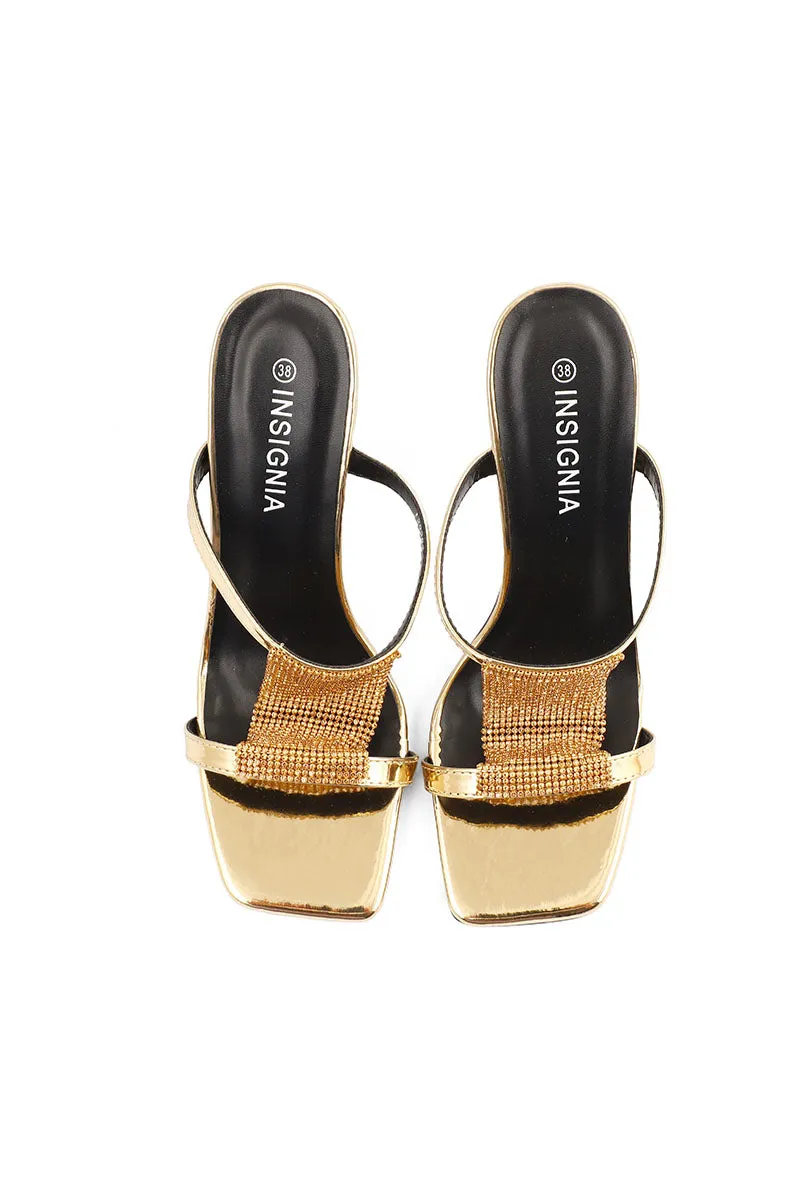 Party Wear Slip On I29283-Golden