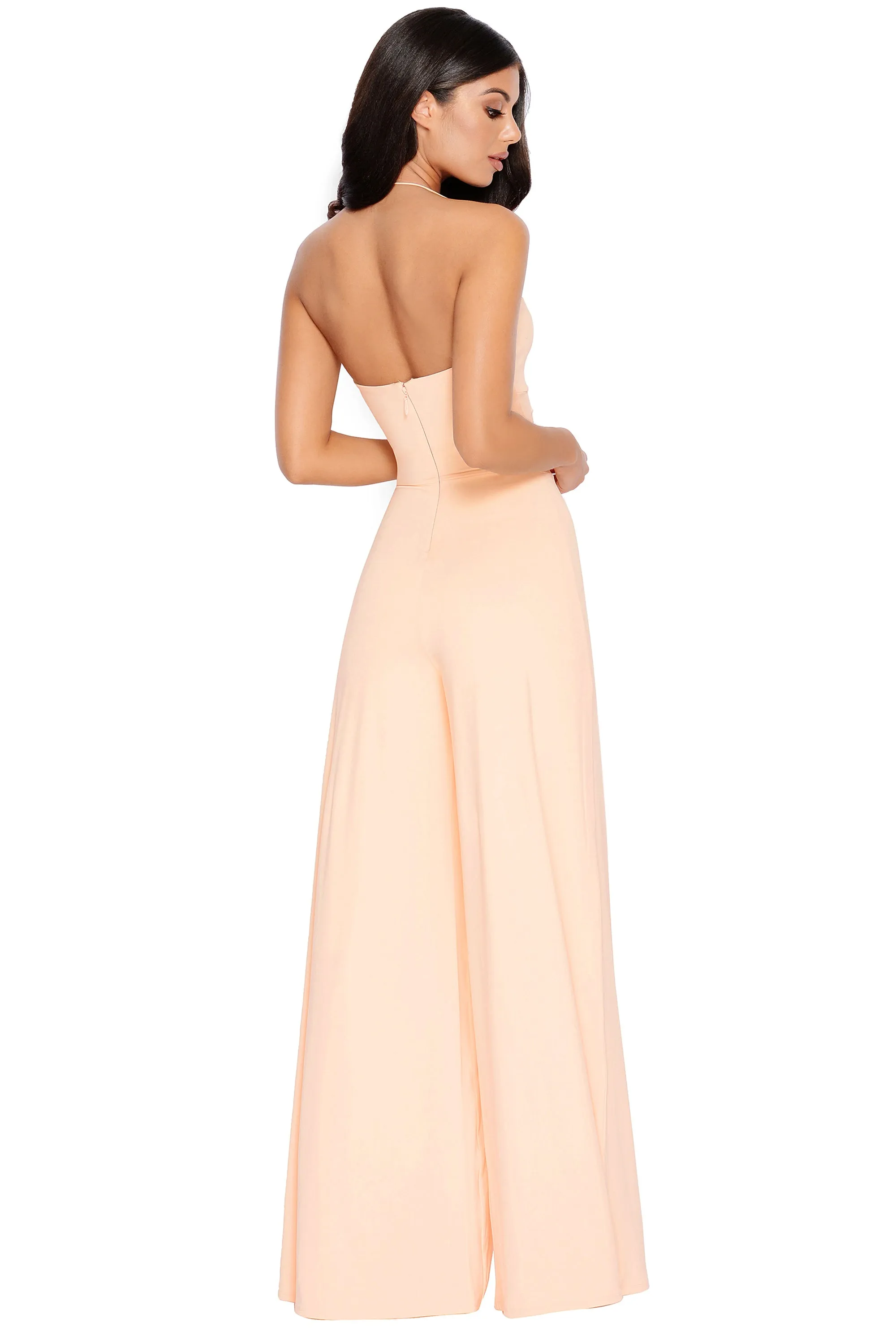 PETITE Don't Get It Twisted Cut Out Wide Leg Jumpsuit in Peach