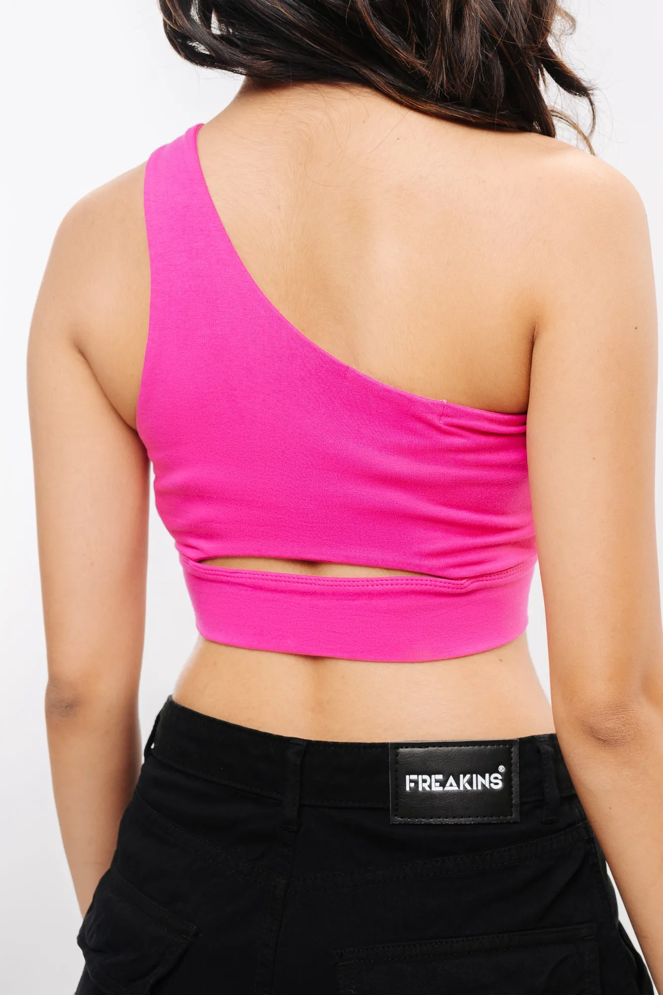 Pink One Shoulder Crop Top