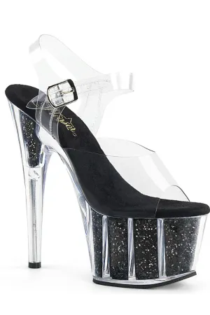 Pleaser USA Adore-708G Glitter Filled 7inch Pleasers - Black