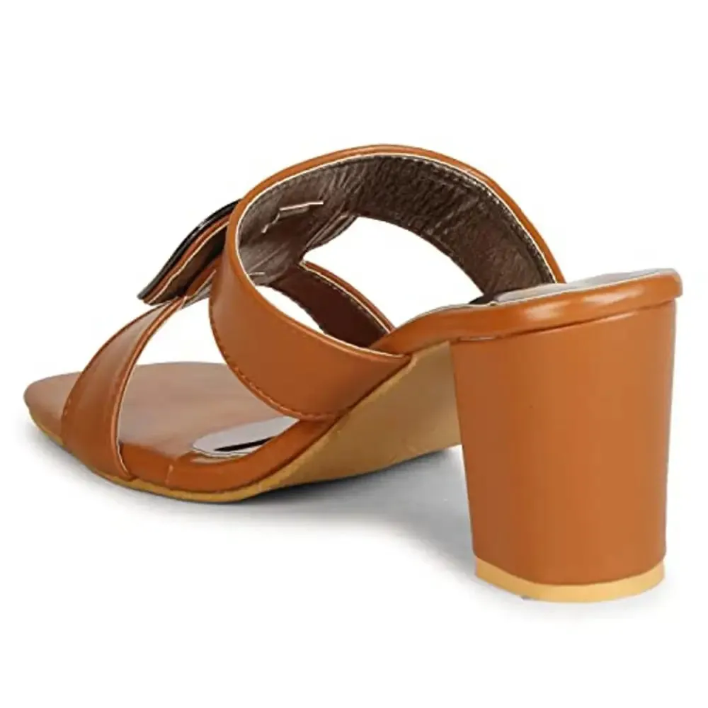 R DEZINO Synthetic Leather, Comfortable and Stylish heel slip-on sandal