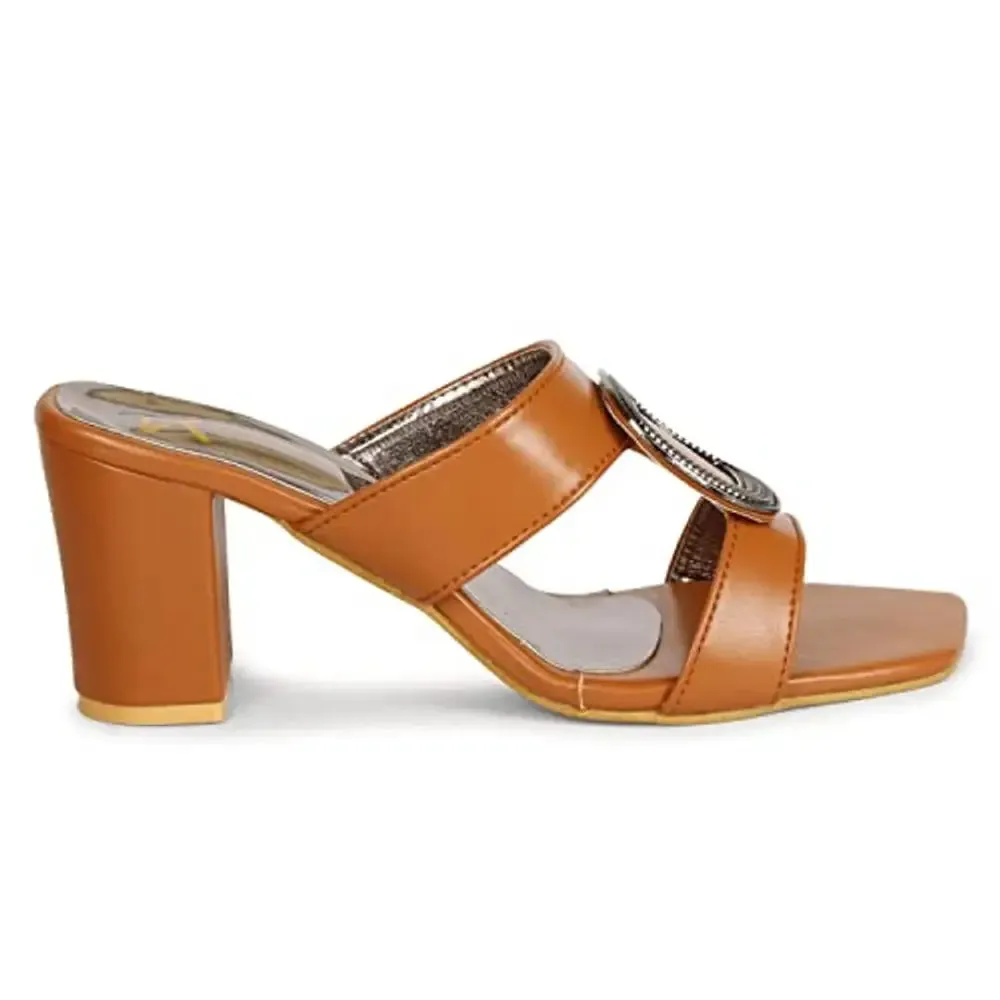 R DEZINO Synthetic Leather, Comfortable and Stylish heel slip-on sandal