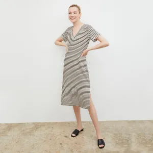 Renee Dress - Thin Striped Cotton :: Tan / Black