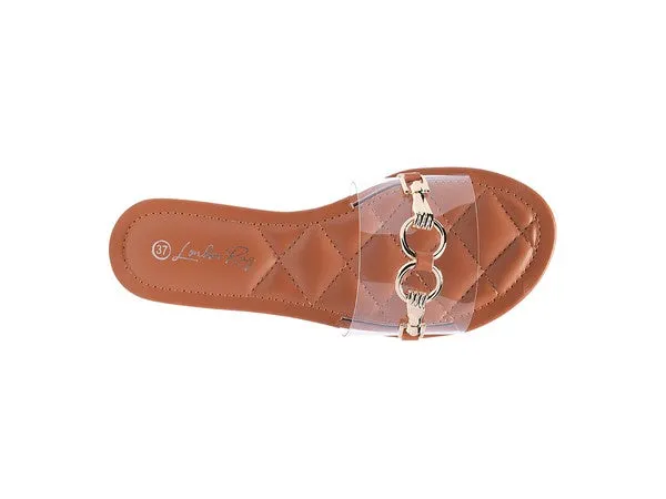 SCOTH -  Clear Buckled Quilted Slides / Flat sandals for women