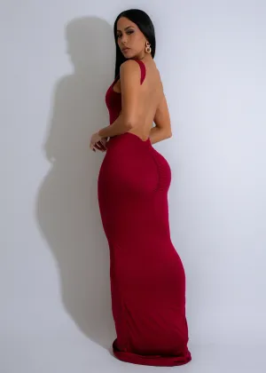 Serene Silhouette Ruched Maxi Dress Red