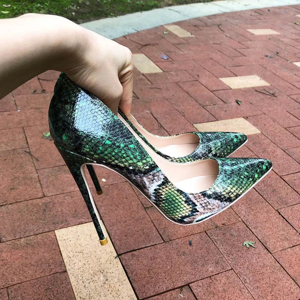 Serpentine Chic Pointed Toe Slip-on High Heel Pumps