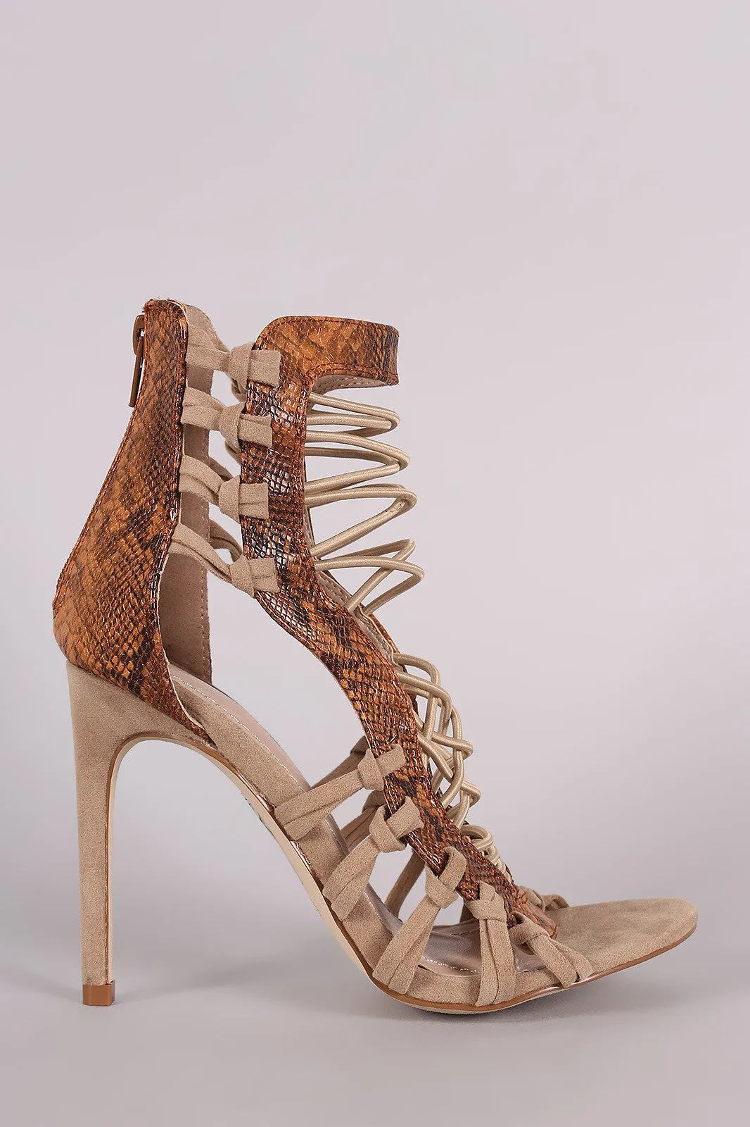 Shoe Republic LA Python Strappy Stiletto Heel