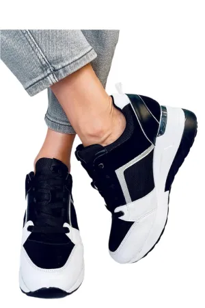 TEEK - Black White Wedge Sneakers