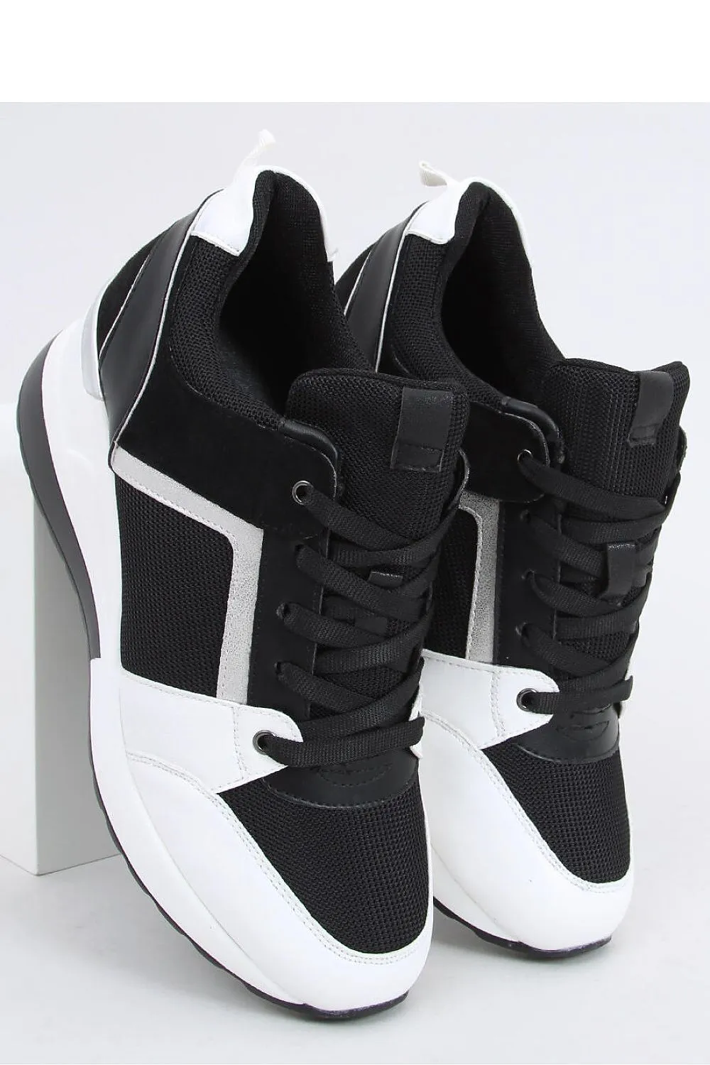 TEEK - Black White Wedge Sneakers