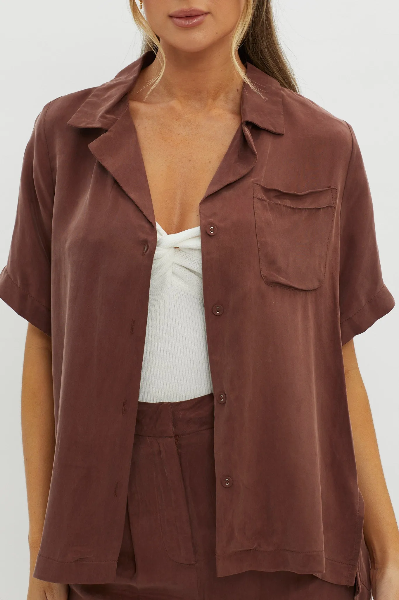 Tessa Button-Up Shirt Choco