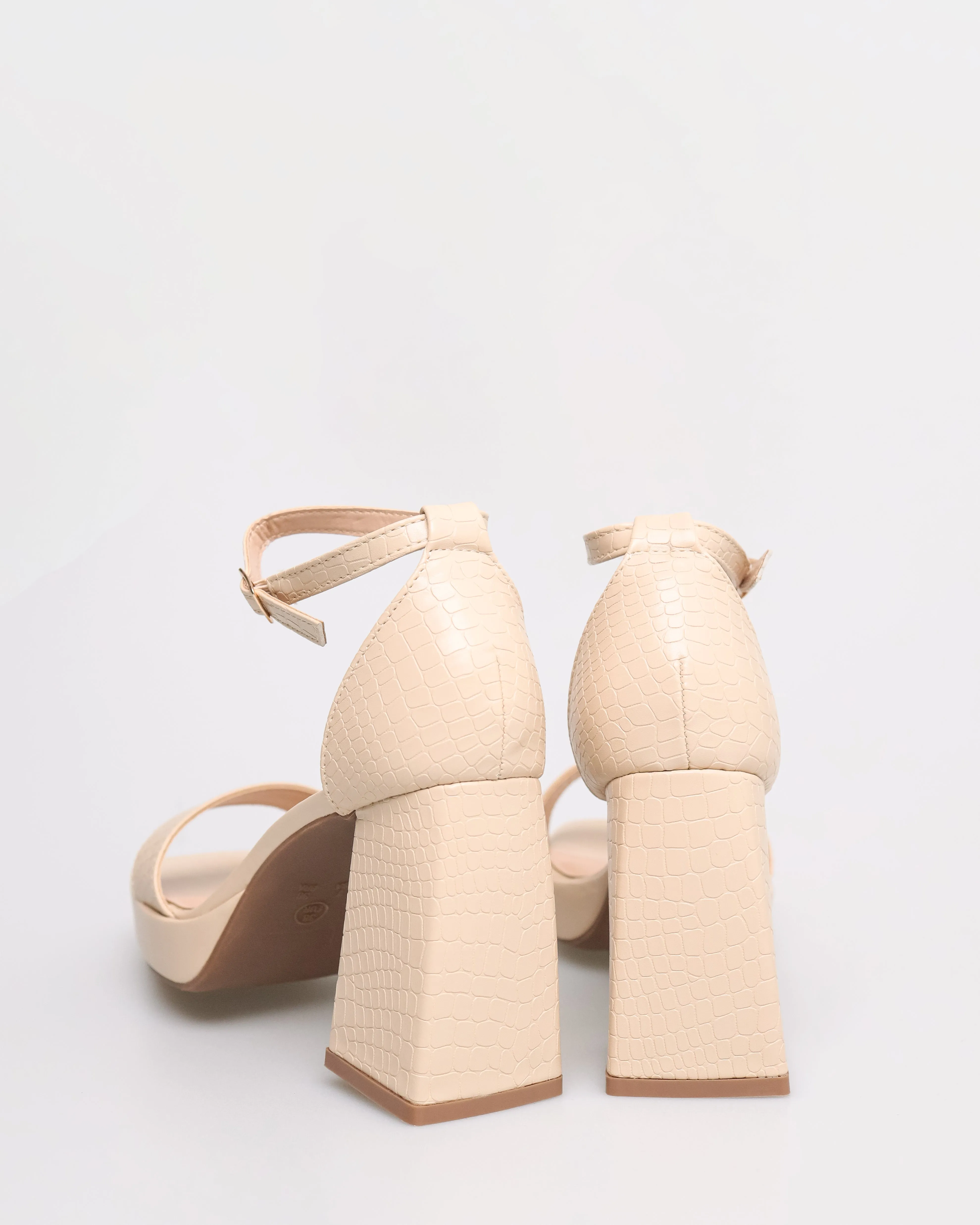 Tomaz NN180 Ladies Open Toe Wide-Block Heels (Beige)