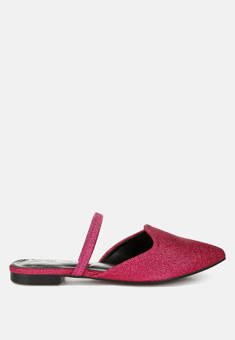 Twiggy Glitter Faux Leather Flat Mules