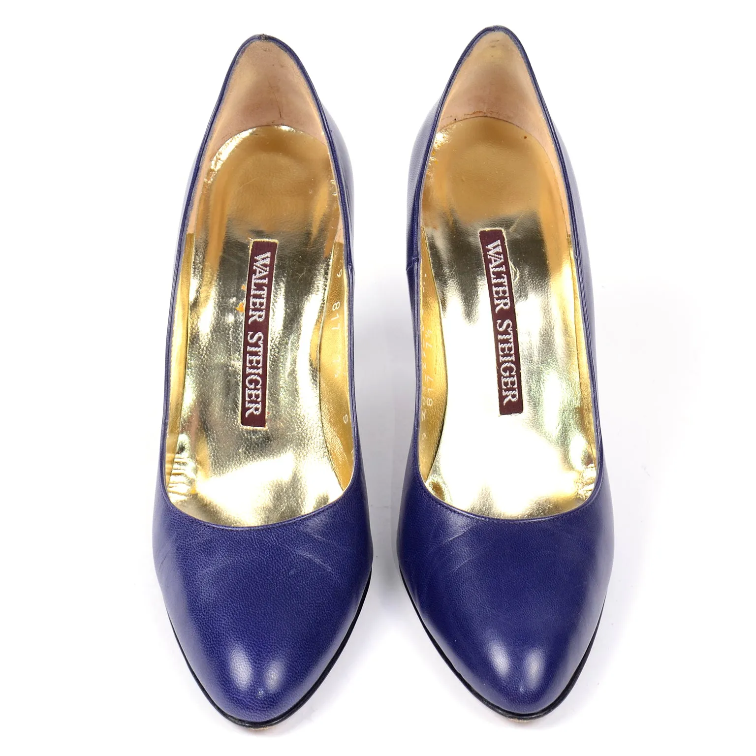 Walter Steiger Sculpted Vintage Royal Blue Leather Shoes