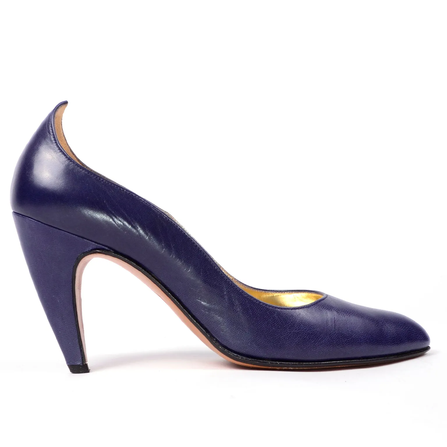 Walter Steiger Sculpted Vintage Royal Blue Leather Shoes