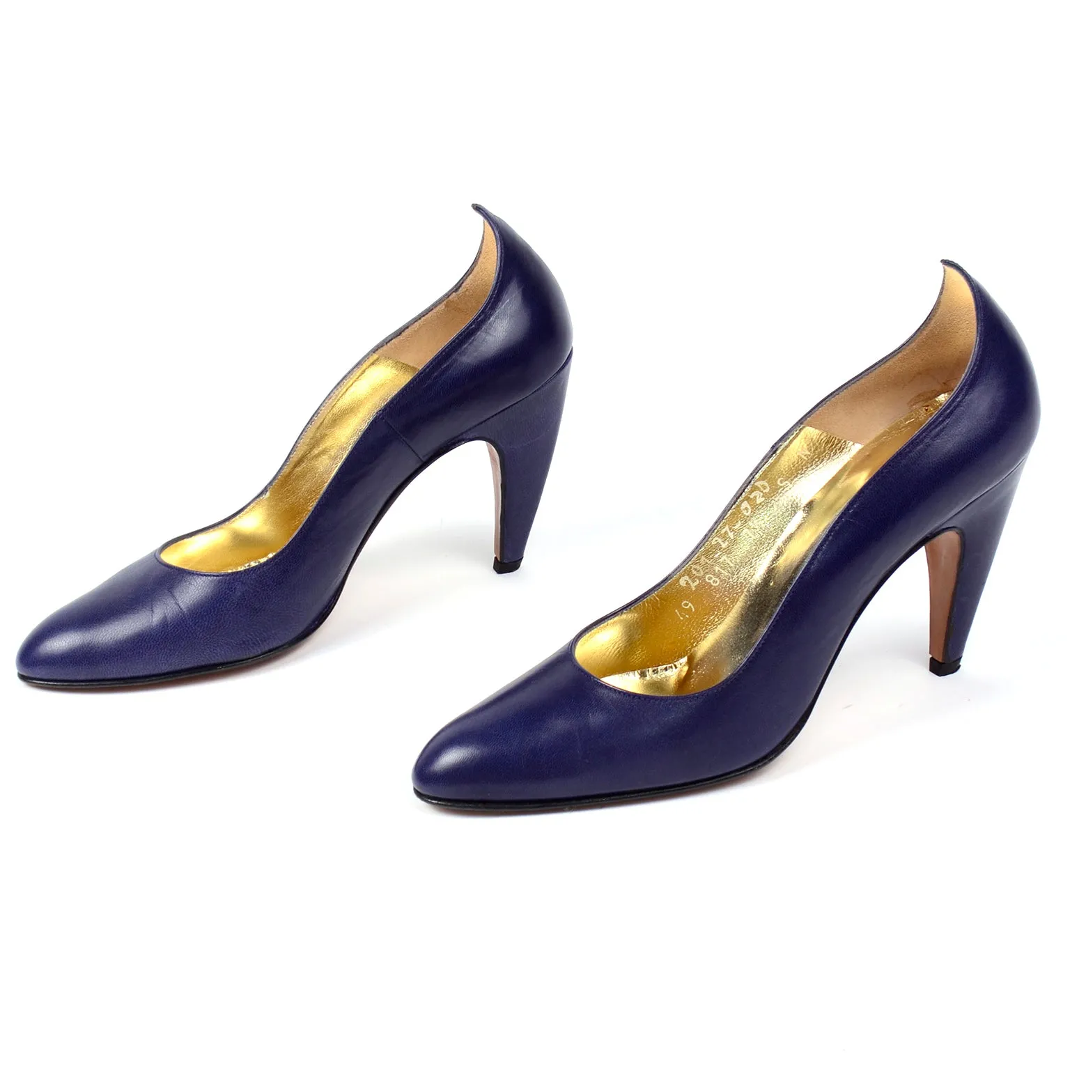 Walter Steiger Sculpted Vintage Royal Blue Leather Shoes