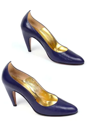 Walter Steiger Sculpted Vintage Royal Blue Leather Shoes