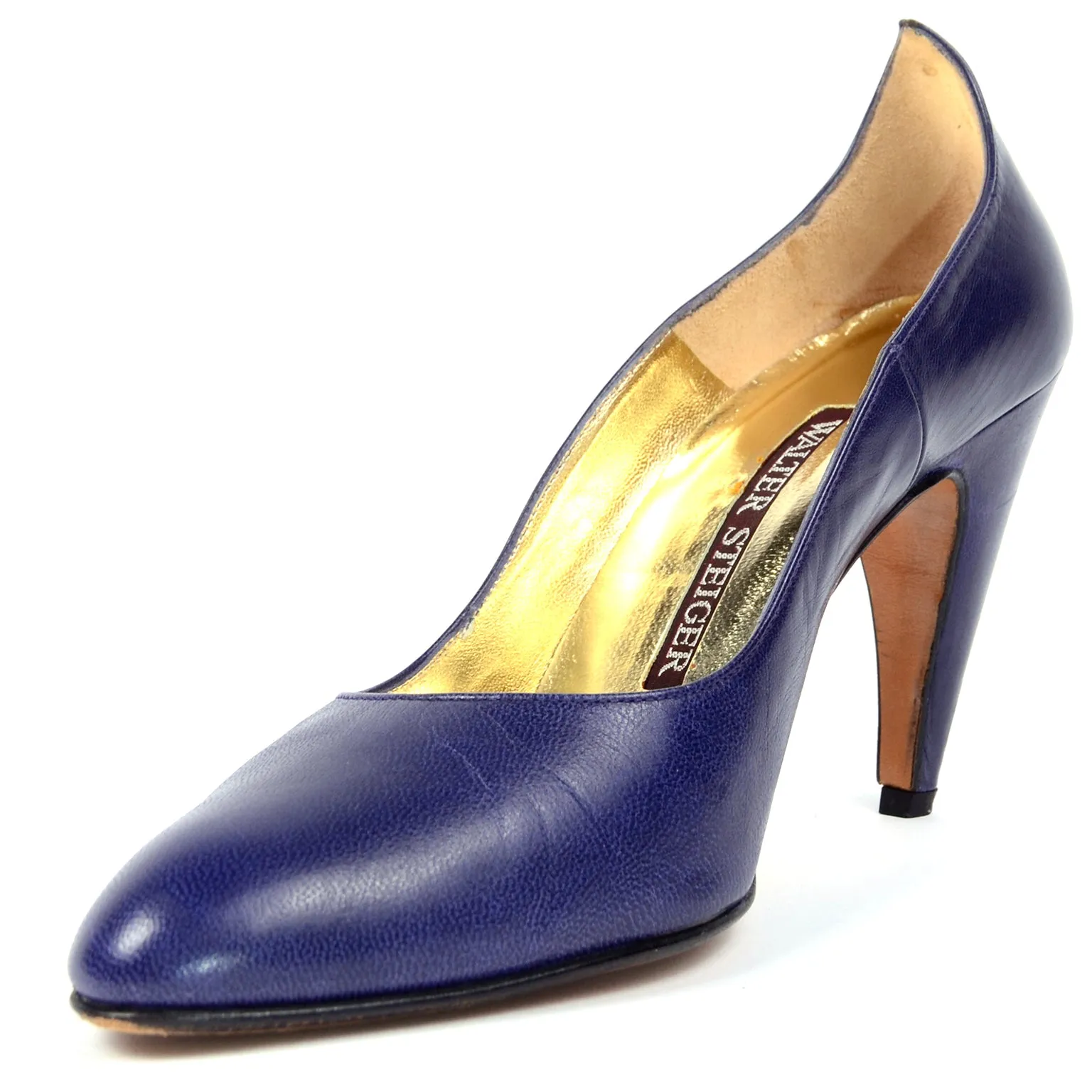 Walter Steiger Sculpted Vintage Royal Blue Leather Shoes