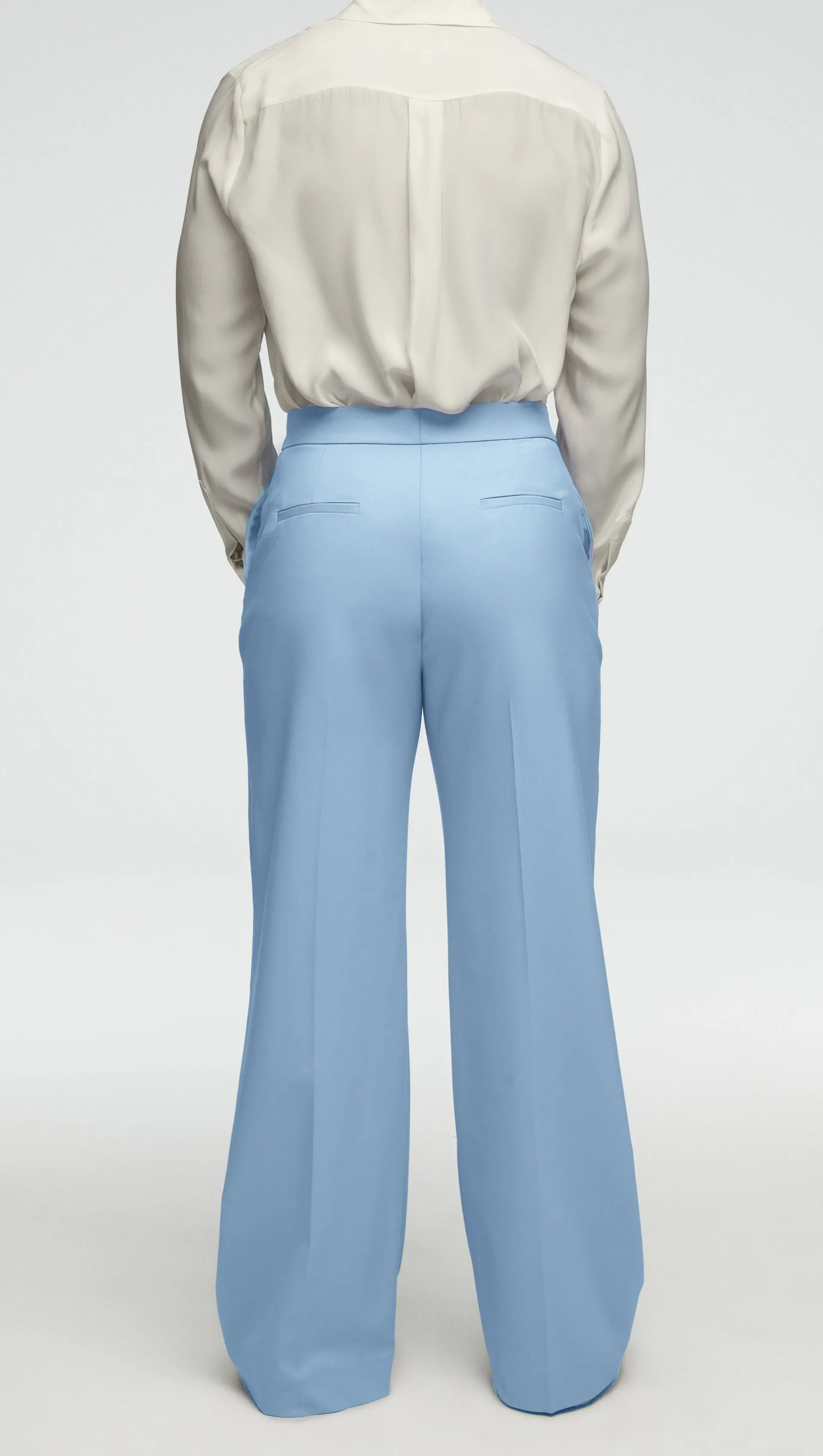 Wide Leg Trouser in Seasonless Wool | Sky