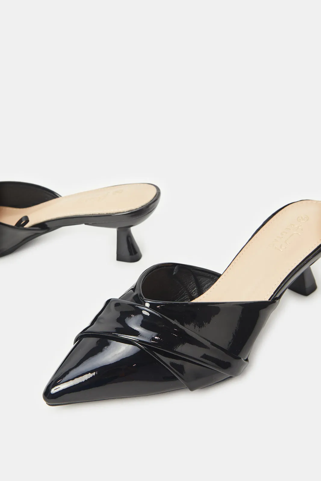 Women Black Patent Mule