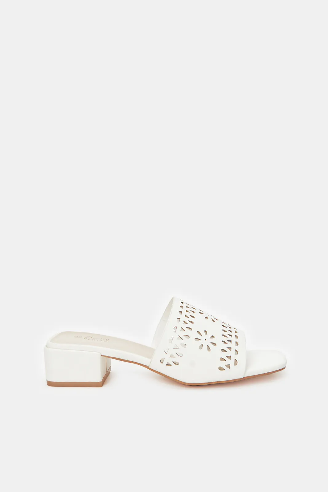 Women White Cut Out Mules