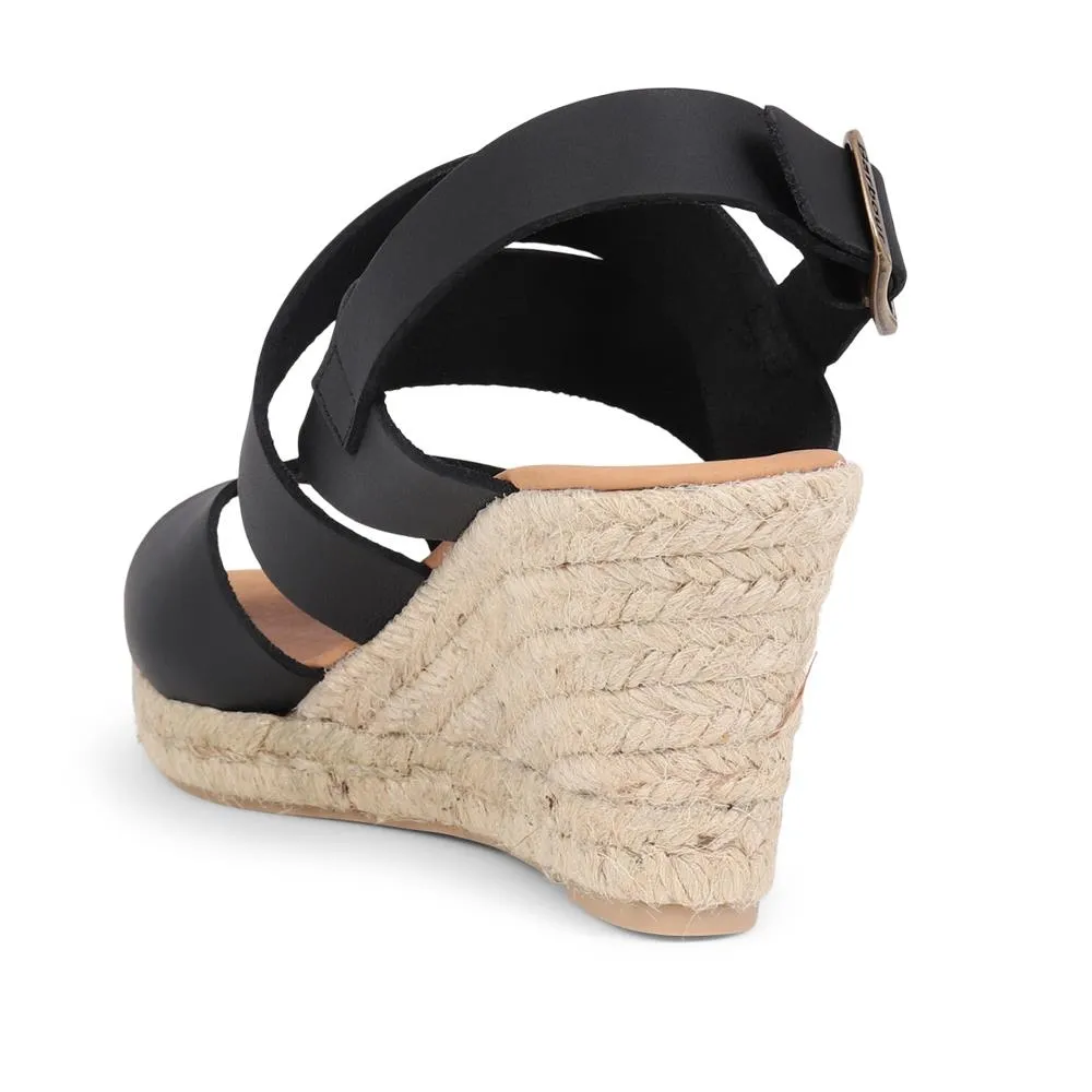 Yolanda Calf Leather Raffia Wedge Sandals - BARBR39507 / 324 821