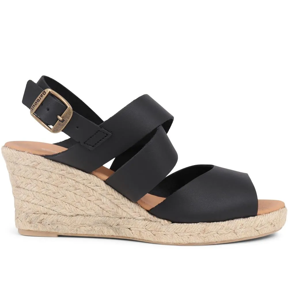 Yolanda Calf Leather Raffia Wedge Sandals - BARBR39507 / 324 821